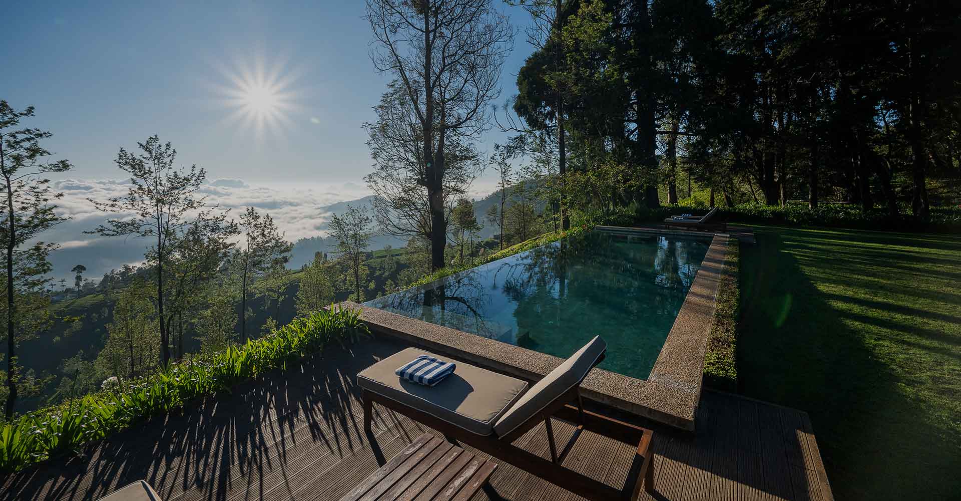 Goatfell, a luxury tea estate bungalow in Nuwara Eliya, features stunning mountain views and an infinity pool.